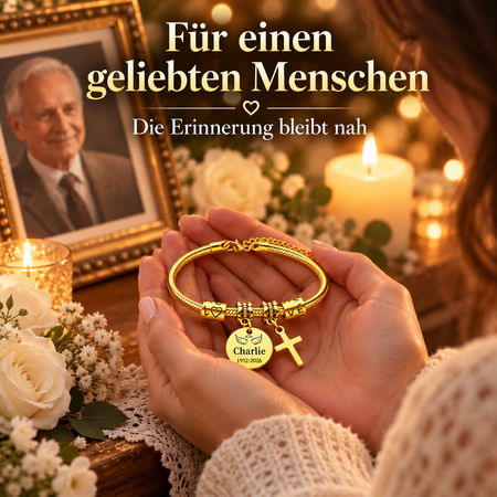 Immer in meinem Herzen, personal isierte Kreuz Charme Gedenk armband