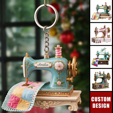✨ Personalisierter Acryl-Schlüsselanhänger Vintage-Nähmaschine – Das perfekte Geschenk für Näh und Patchwork Fans! ✨