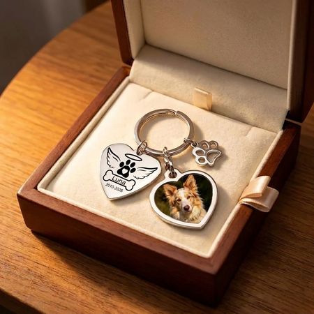Für immer in meinem Herzen, personalisierter Schlüsselanhänger mit Haustierfoto als Erinnerungsstück🐾