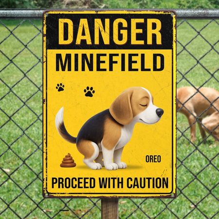 Individuelles Heim dekor Metalls child-personal isierte Geburtstags geschenke für Hunde liebhaber, Hund Papa und Mom - Poop Zone im Gange