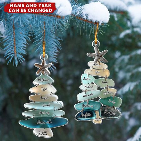 Familie Seeglas Weihnachtsbaum - Personalisiertes Weihnachtsornament aus Acryl