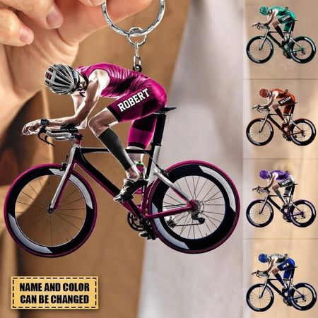 Personal isierter Triathlon-Eisen-Athlet Biker-Name Acryl flacher Schlüssel bund für Biker