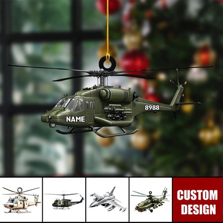 Personalisierter Militärhubschrauber-Weihnachtsbaumschmuck – Geschenk für die Armee