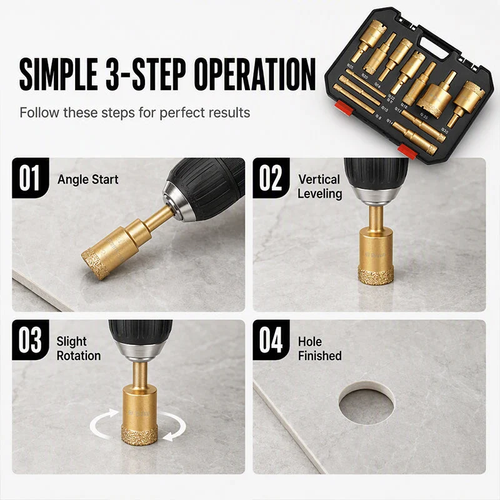 ⏳🔥LIMITED-TIME 50% OFF! ⏰12-Piece Dry Diamond Tile Hole Saw Kit