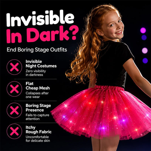 ✨🌈LED Light-Up Sequin Tutu Skirt – Kids & Adult Sizes, Triple-Layer Tulle and Stretch Waistband 💃