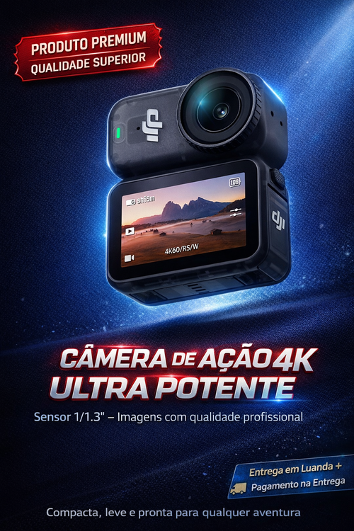 Câmera de Ação DJI 64GB | Gravação 4K Ultra HD | Autonomia de 200 Minutos | Câmera Esportiva Profissional