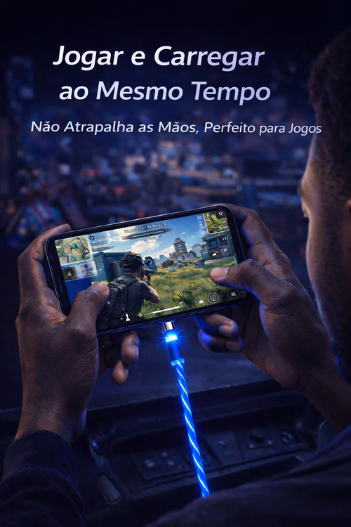 Cabo Magnético 3 em 1 com Luz