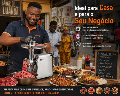 Moedor de Carne Elétrico em Luanda | Potente, Rápido e com Entrega na Hora