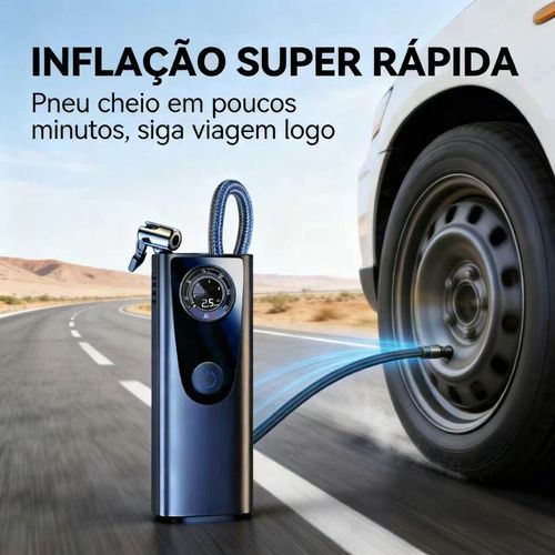 Inflador de Pneus Portátil Automático, Super Rápido com Tela Digital Precisa para Carro, Moto e Bicicleta 🚗🏍️