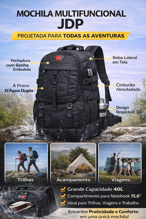 Mochila Esportiva Resistente e Grande Capacidade 💦