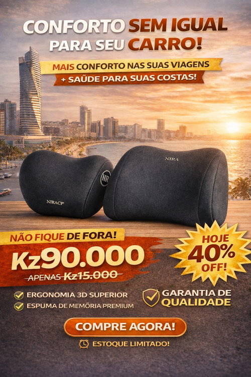 Travesseiro de Pescoço e Apoio Lombar para Carro, Espuma de Memória Premium, Conforto 3D para Viagens Longas, Antiestático e Respirável, Ajustável para Todos os Modelos de Veículo