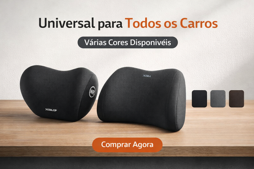 Travesseiro de Pescoço e Apoio Lombar para Carro, Espuma de Memória Premium, Conforto 3D para Viagens Longas, Antiestático e Respirável, Ajustável para Todos os Modelos de Veículo