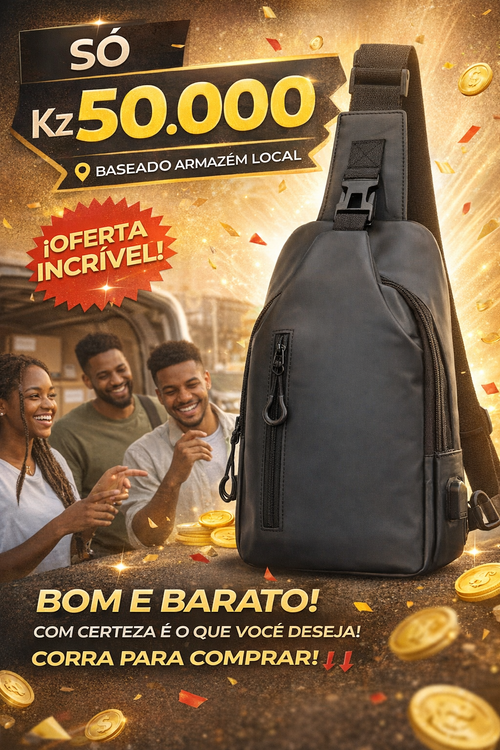 Bolsa Transversal Masculina Impermeável | Leve e Estilosa | Dia a Dia, Estudante e Viagem