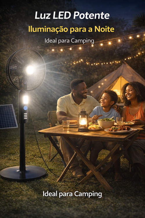 🔥 O MAIOR VENTILADOR SOLAR DE LUANDA! ACABE COM OS APAGÕES PARA SEMPRE! 15600mAh BATERIA GIGANTE + PAINEL SOLAR INCLUSO! 🔥