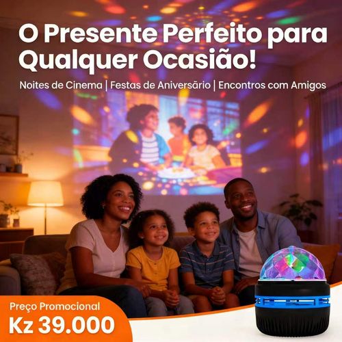 Luz de Festa LED para Discoteca em Casa | Giro Automático 360° | Perfeita para Aniversários e Festas