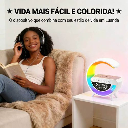 Relógio Inteligente 4 em 1 Luanda | Luz RGB, Bluetooth, Carregamento Wireless e Alarme