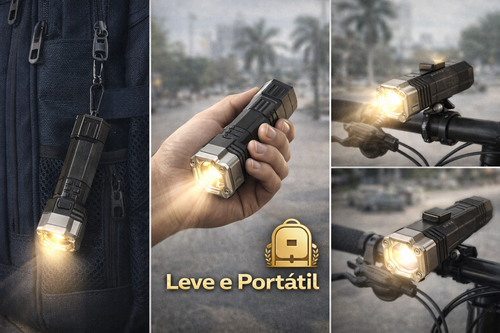 Lanterna de Emergência Veicular S007 | Carregador Portátil & Quebra-Janelas
