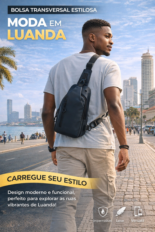Bolsa Transversal Masculina Impermeável | Leve e Estilosa | Dia a Dia, Estudante e Viagem