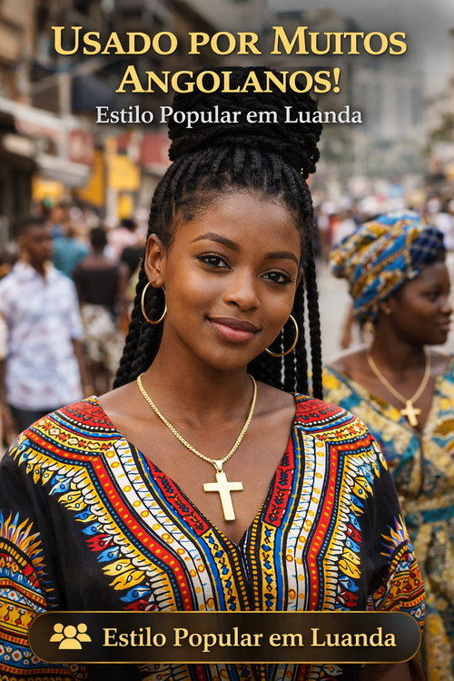 Colar de Cruz Dourado com Gravação JESUS | Ideal para Pessoas com Infecção Ungueal em Luanda | Entrega no Dia Mesmo