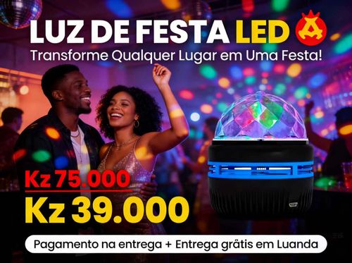Luz de Festa LED para Discoteca em Casa | Giro Automático 360° | Perfeita para Aniversários e Festas