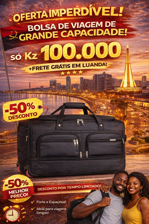 Mala de Viagem Expansível com Rodas Triplas, Bolsa de Viagem Grande Resistente para Viagem, Trabalho e Faculdade 🧳