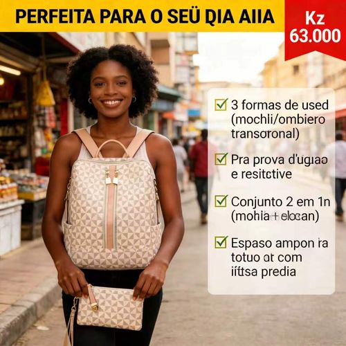 Mochila Feminina 2 em 1 Anti-Roubo e À Prova D’Água em Luanda | Bolsa Elegante com Pagamento na Entrega COD