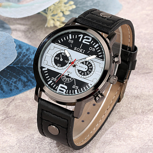 Male Retro Watch Bracelet Gifts Set Brown Quartz Arabic Numerals Dial Leather Strap Clock Men Bracelets Fine Gift for Boyfriend