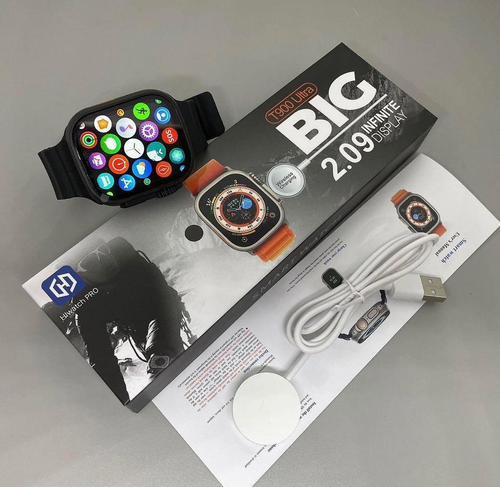 T900 Ultra Smartwatch, 2.09 Display, Bluetooth 5.0, Health Tracking, Black