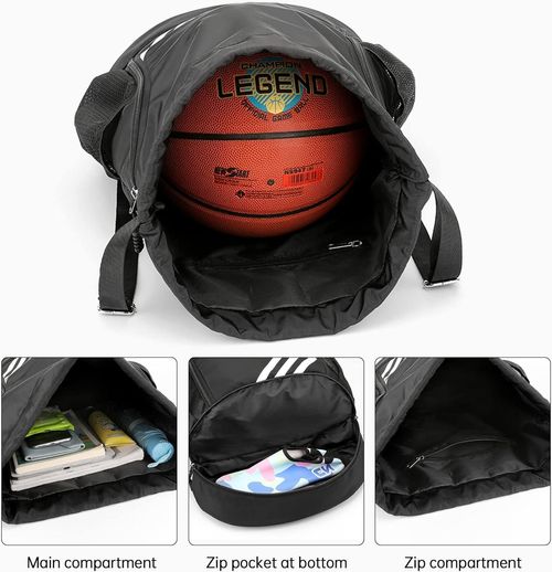 DRAWSTRING BACKPACK WATER RESISTANT STRING BAG GYM SPORTS WITH SHOE COMPARTMENT SIDE MESH POCKETS FO