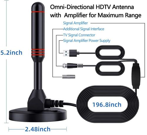Upgraded Enhanced Chip TV Antenna Indoor Antenna for Smart TV for Long Range Reception and Smart TVs HD Digital Antenna with Amplifier Signal Booster for Local Channels On 4K 1080P,Factory Supply