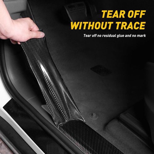 Carbon Fiber Car Sticker DIY Paste Protector Strip Auto Door Sill Side Mirror Anti Scratch Tape Waterproof