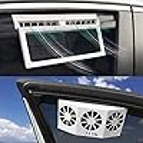 MASO Car Solar Powered Window Exhaust Fan,Car Air Purifier,Car Solar Power Air Vent Radiator Fans for Backseat or Frontseat,Vehicle Ventilation Fan(White)