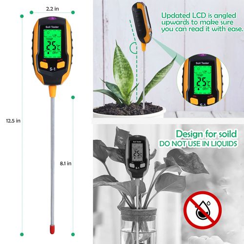 GOTGELIF Soil Moisture Meter, 4-IN-1 Soil Test Kit with 20 Labels & Soil pH Meter Tester, Plant Moisture Meter for Soil
