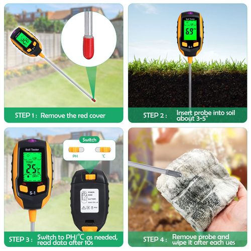 GOTGELIF Soil Moisture Meter, 4-IN-1 Soil Test Kit with 20 Labels & Soil pH Meter Tester, Plant Moisture Meter for Soil
