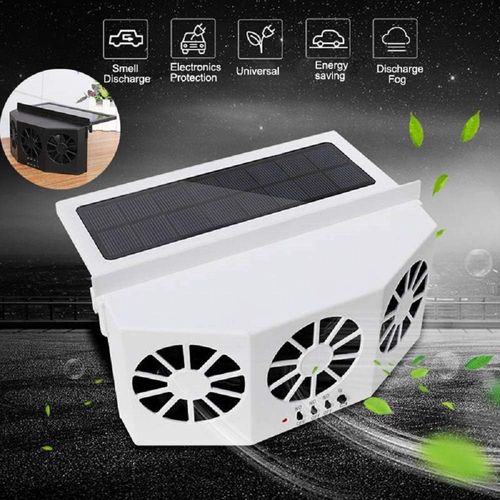 MASO Car Solar Powered Window Exhaust Fan,Car Air Purifier,Car Solar Power Air Vent Radiator Fans for Backseat or Frontseat,Vehicle Ventilation Fan(White)