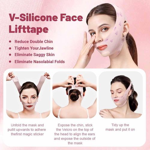V Line Face Lifting Strap, Chin Strap for Sleeping, Double Chin Reducer for Women, Jaw Line Sculptor Eliminator, Mask Shaper for Jawline, Neck Lift Jaw Tightening Exerciser, Face Lift Tape Remover