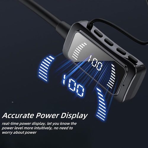 Waterproof Wireless Neckband Bluetooth Headphones with Display - Live Streaming & Broadcasting Earphones - Black