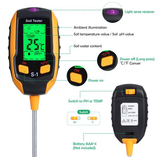 GOTGELIF Soil Moisture Meter, 4-IN-1 Soil Test Kit with 20 Labels & Soil pH Meter Tester, Plant Moisture Meter for Soil