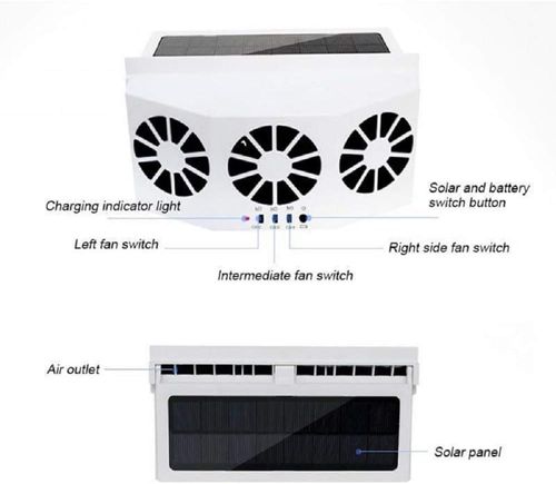 MASO Car Solar Powered Window Exhaust Fan,Car Air Purifier,Car Solar Power Air Vent Radiator Fans for Backseat or Frontseat,Vehicle Ventilation Fan(White)