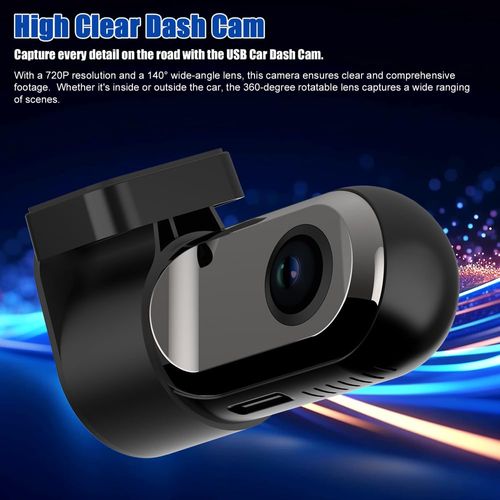 Shkalacar Dash Cam 360 Degree Rotation, USB DVR Dashboard Camera with ADAS Assisted System 140° Wide Angle Support NightVision Loop Recording Android Navigation Driving Video Recorder