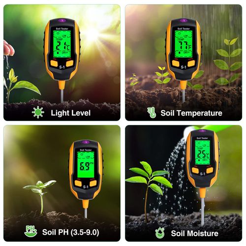 GOTGELIF Soil Moisture Meter, 4-IN-1 Soil Test Kit with 20 Labels & Soil pH Meter Tester, Plant Moisture Meter for Soil