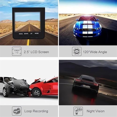 1080P HD Night Vision Dash Cam - 2024 New Rechargeable 360 Front Dash Camera for Cars, Dashboard Security Camera 24 Hour Always Recording with Night Vision Parking Mode Vehicle Camera (with 16G)