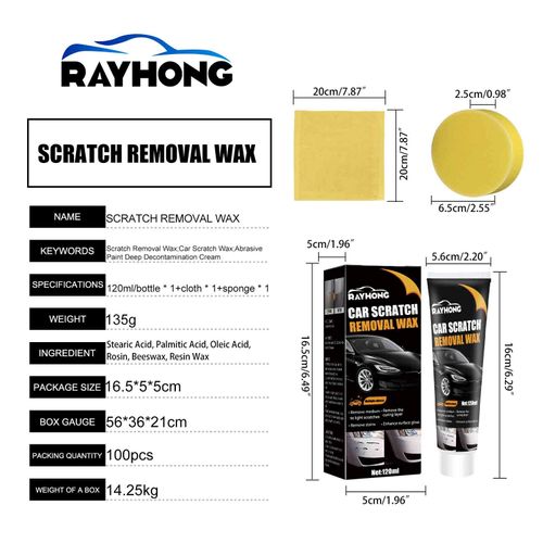 Cadorn Rayhong Car Scratch Removal Wax - Car Paint Polishing Wax - Black  White Scratch Remover Paste - 120ml Repair Tool with Sponge & Towel