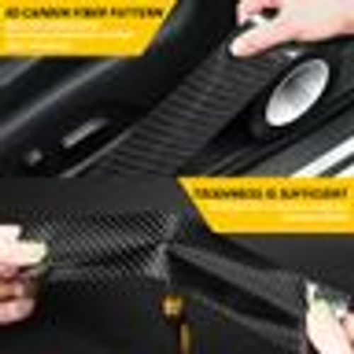 Carbon Fiber Car Sticker DIY Paste Protector Strip Auto Door Sill Side Mirror Anti Scratch Tape Waterproof