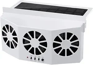 MASO Car Solar Powered Window Exhaust Fan,Car Air Purifier,Car Solar Power Air Vent Radiator Fans for Backseat or Frontseat,Vehicle Ventilation Fan(White)