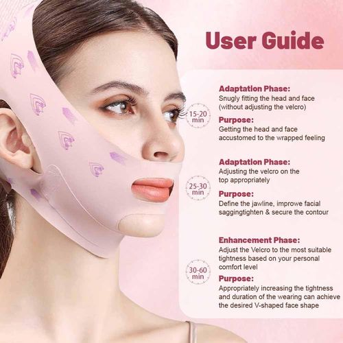 V Line Face Lifting Strap, Chin Strap for Sleeping, Double Chin Reducer for Women, Jaw Line Sculptor Eliminator, Mask Shaper for Jawline, Neck Lift Jaw Tightening Exerciser, Face Lift Tape Remover