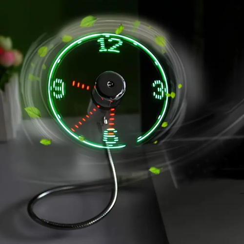 Creative Fan Clock with Healthy Temperature Management Portable 3in1 Desktop Display Fan Electronic Luminous USB Smart Clock Fan Mobile Plug