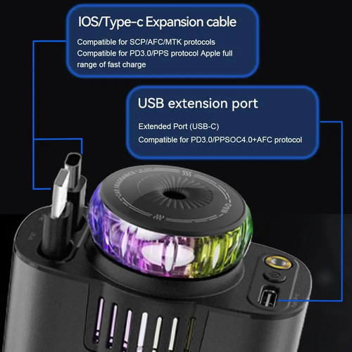 3-in-1 Retractable Car Charger 45W Fast Charging+Aromatherapy Diffuser+Starry Sky LED Lights Car Air Freshener Car Accessory