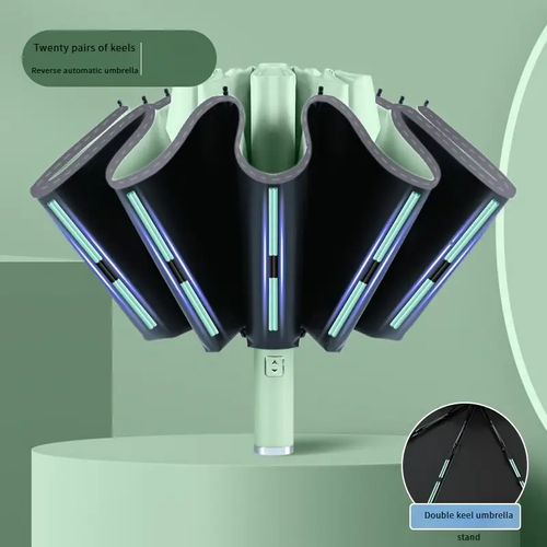 Stay dry and shine bright with our Fully Automatic Reverse Folding Umbrella! ☔️✨ Featuring a built-in LED flashlight, windproof 10-rib design, and UV protection for all weather!