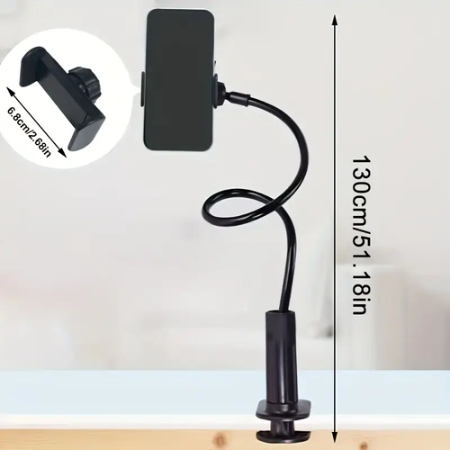 1pc Adjustable Flexible Arm Phone Holder with 360° Rotation & Secure Grip - Ergonomic Bed Mount for Hands-Free Viewing, Stable Flexible Clamp for Smartphones, Tablets, E-Readers - Ideal for Bed, Desk, Car Use, Bedside Accessory, Sleek Metallic Finish, Robust Clamp Design